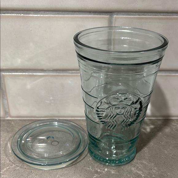 Starbucks Rare Recycled Teal Clear Glass Tumbler - Picture 8 of 9
